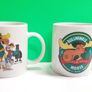 Two Vintage 1986 Rocky And Bullwinkle Coffee Cup Mugs